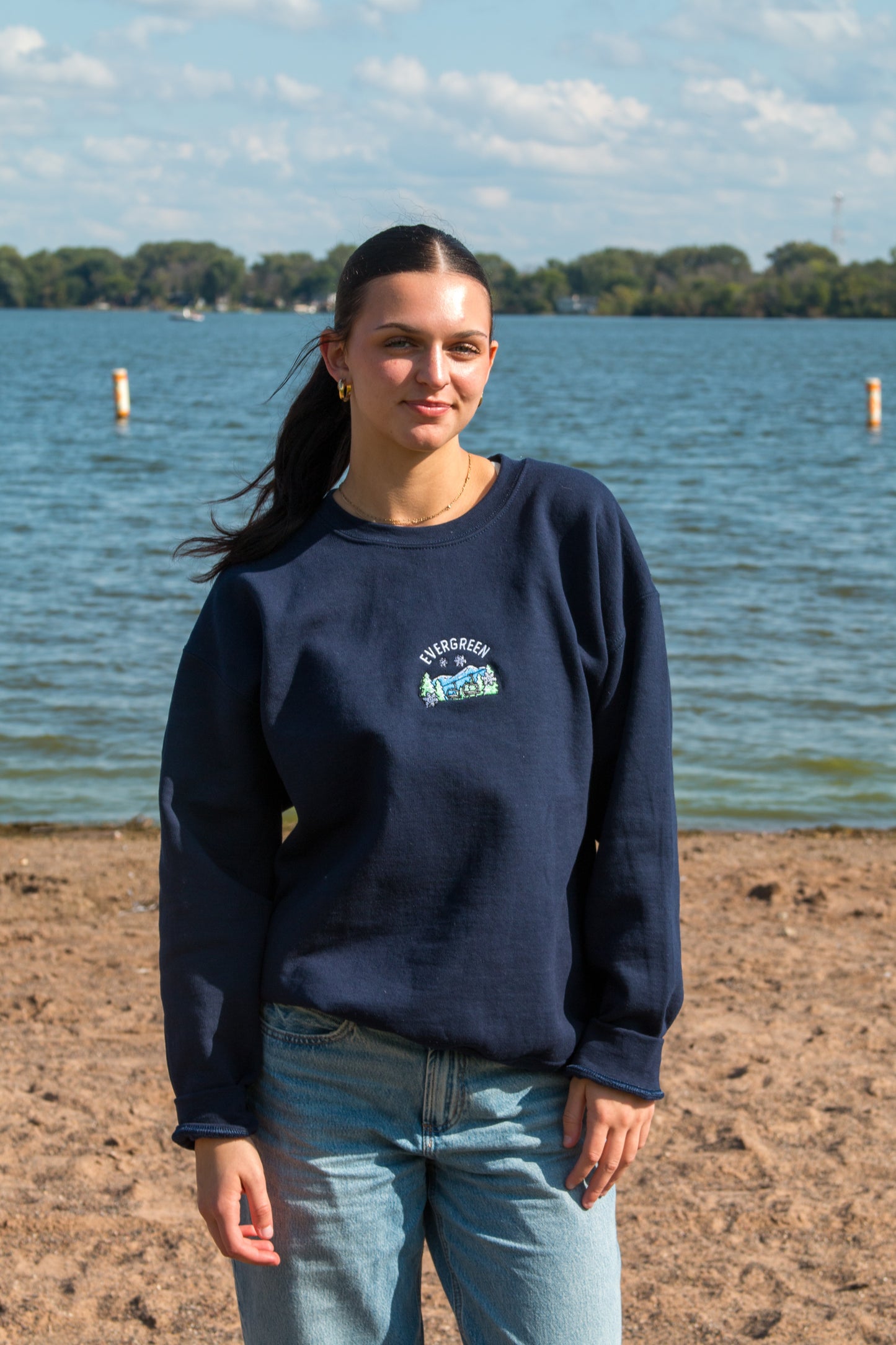 Embroidered Ski Mountain Crewneck